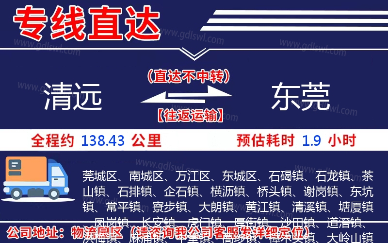 清遠(yuǎn)到東莞物流公司