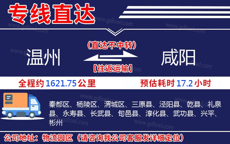 溫州到咸陽物流公司