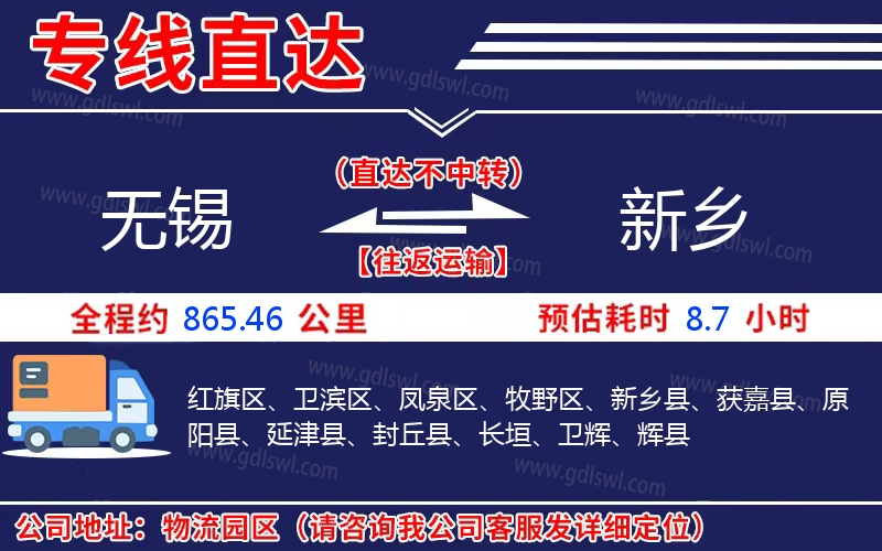 無錫到新鄉物流公司